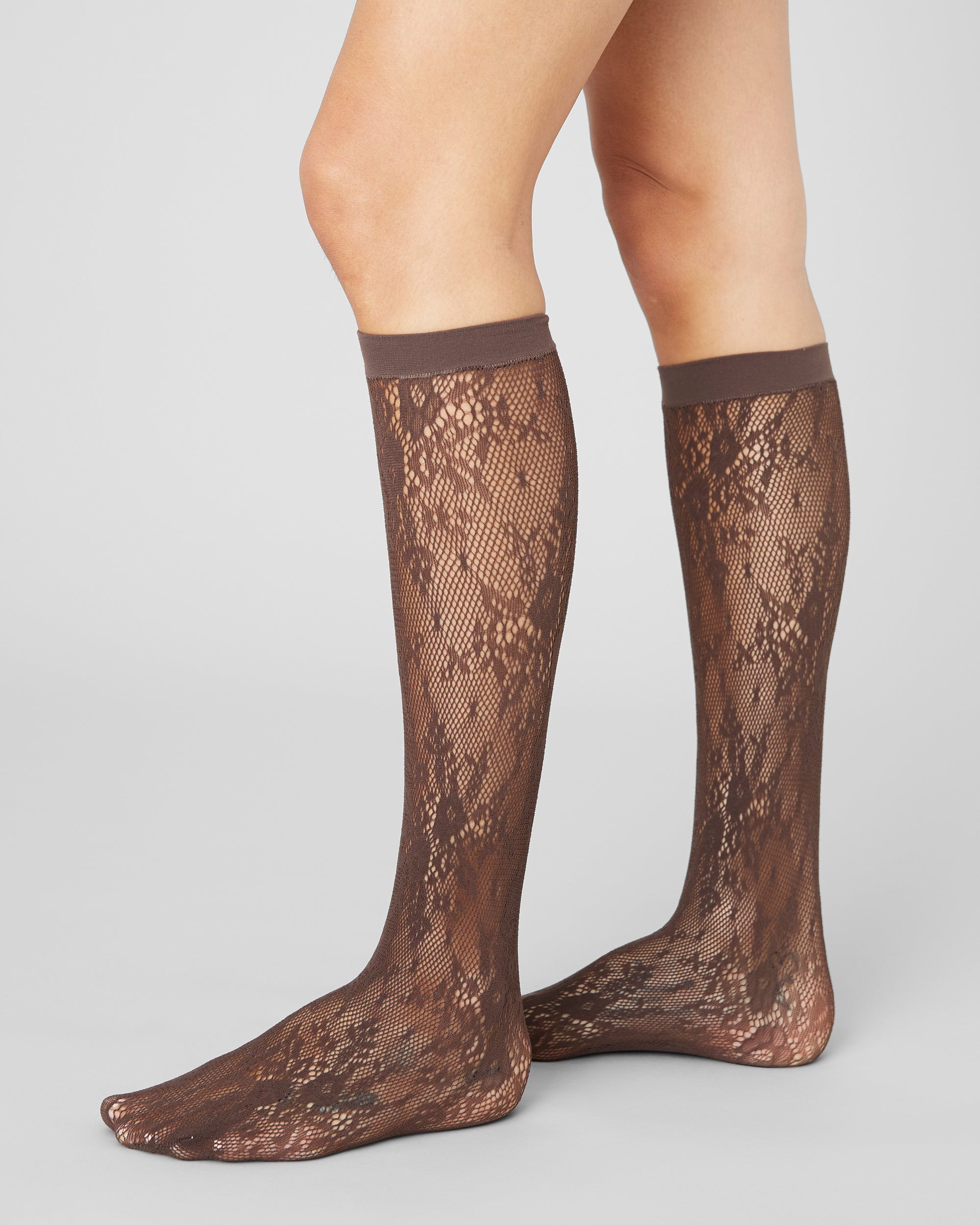 Rosa Lace Knee-Highs / dark brown