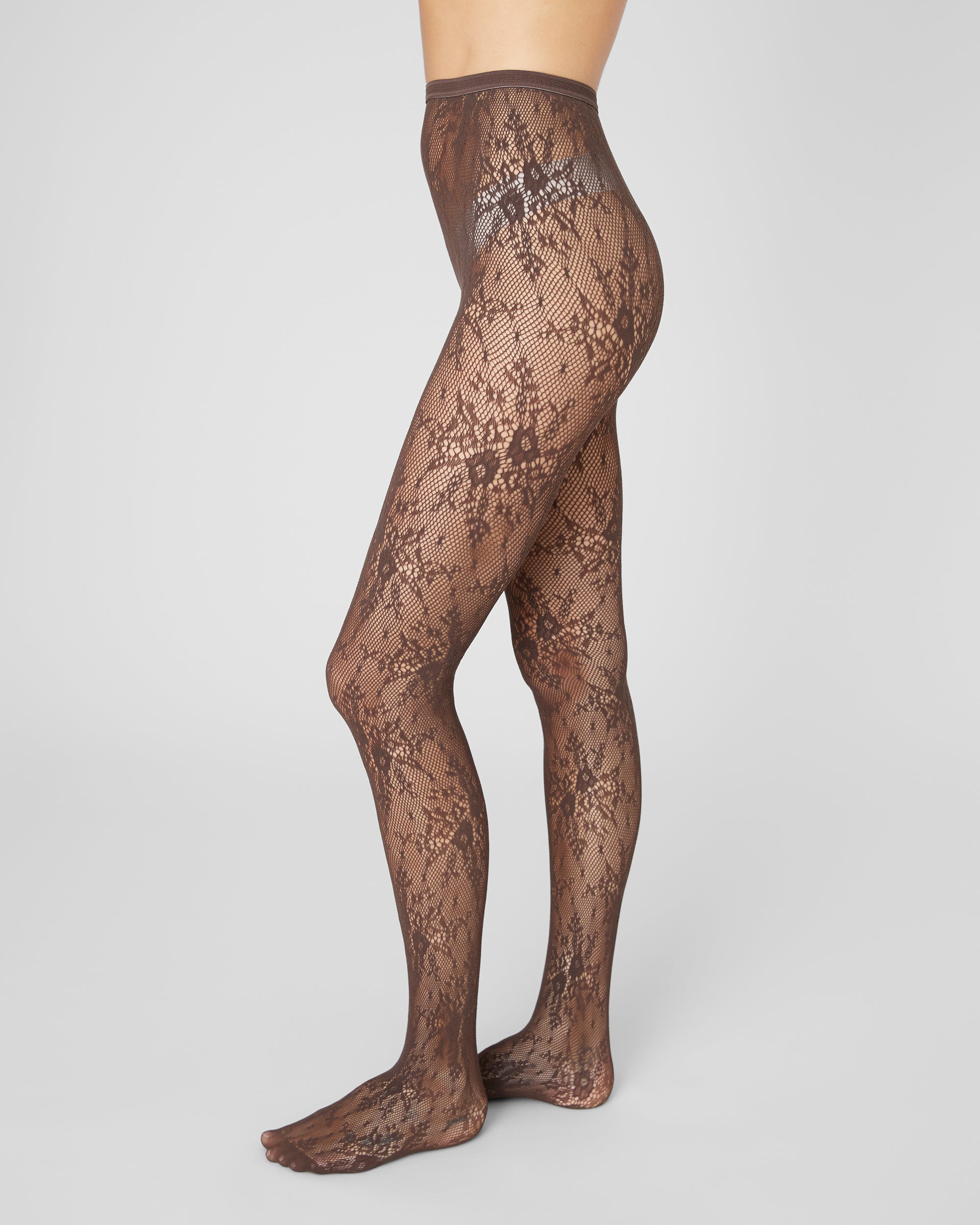 Rosa Lace Tights / dark brown