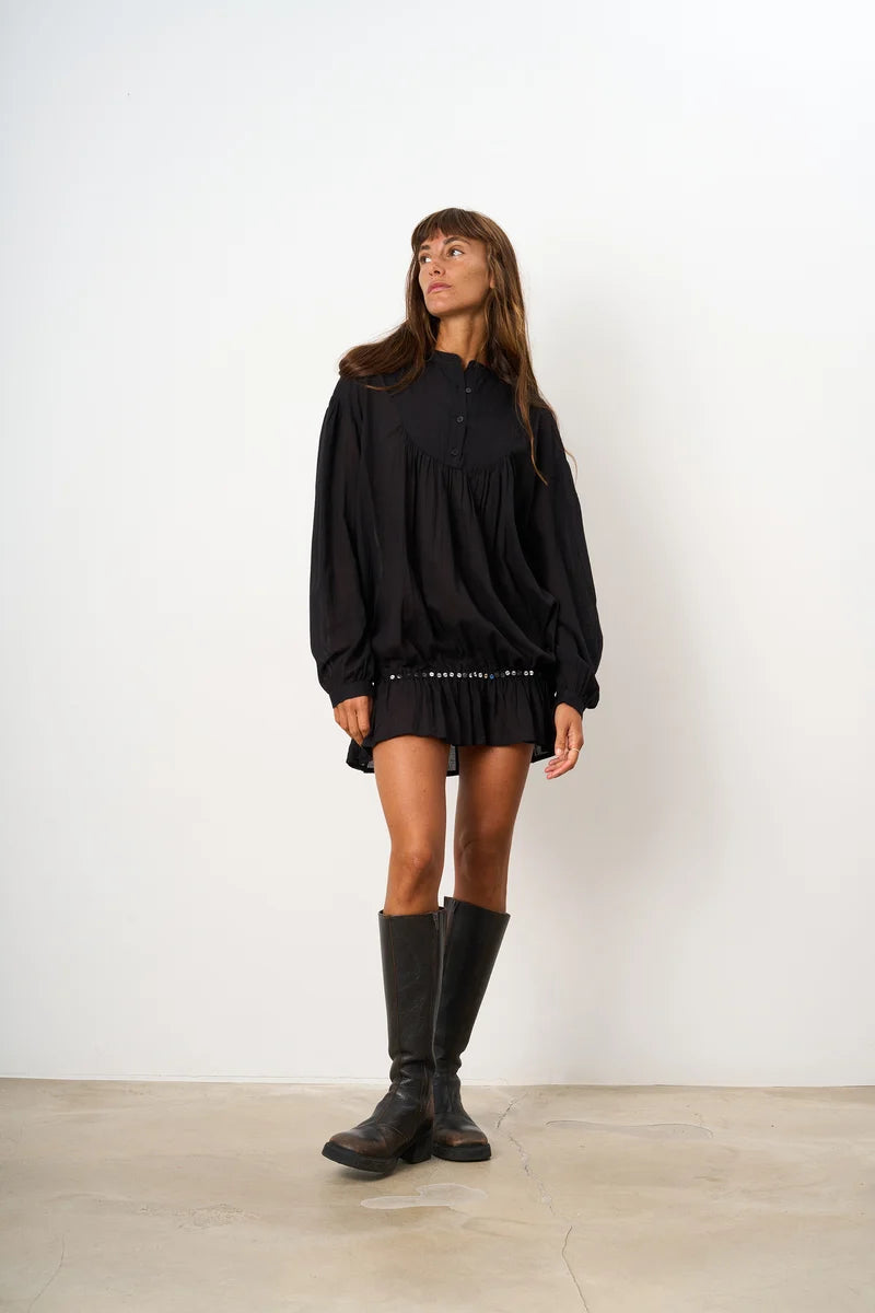 Puff Mini Dress / black