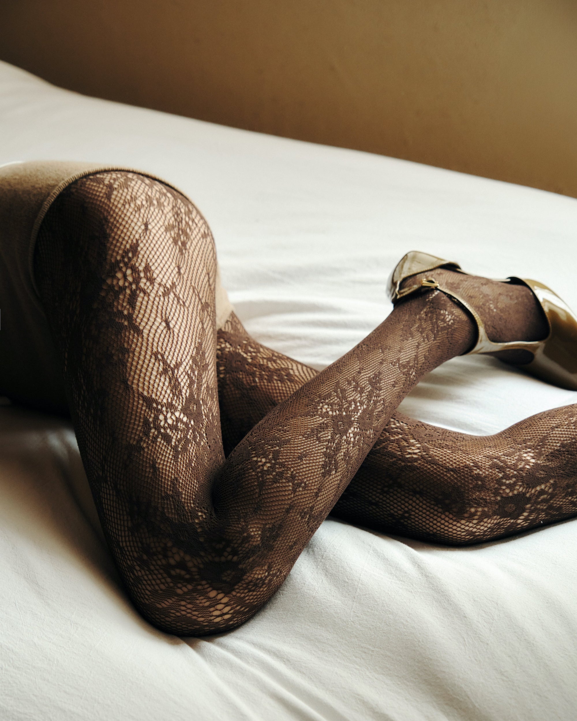 Rosa Lace Tights / dark brown