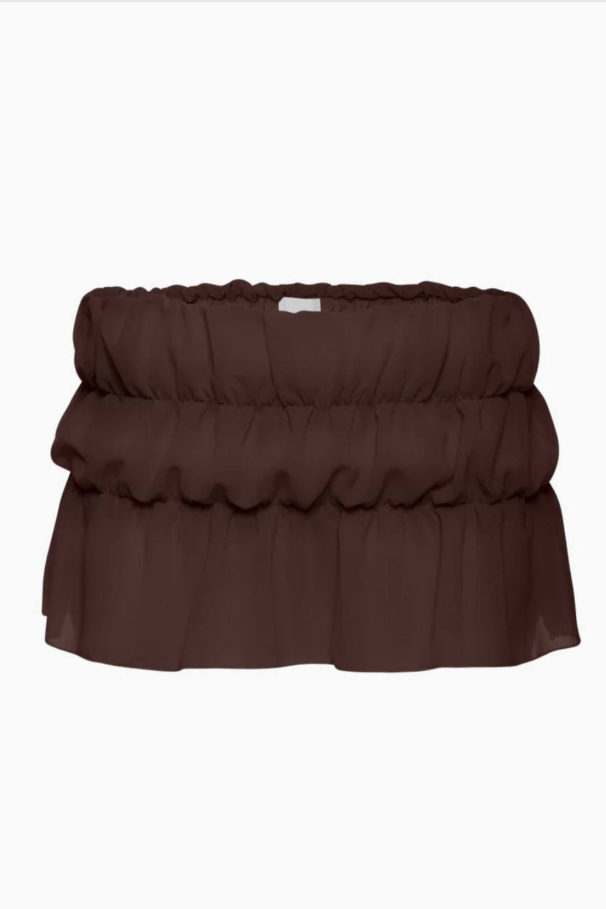 LONDI skort with layers in brown – Available at PERSEI