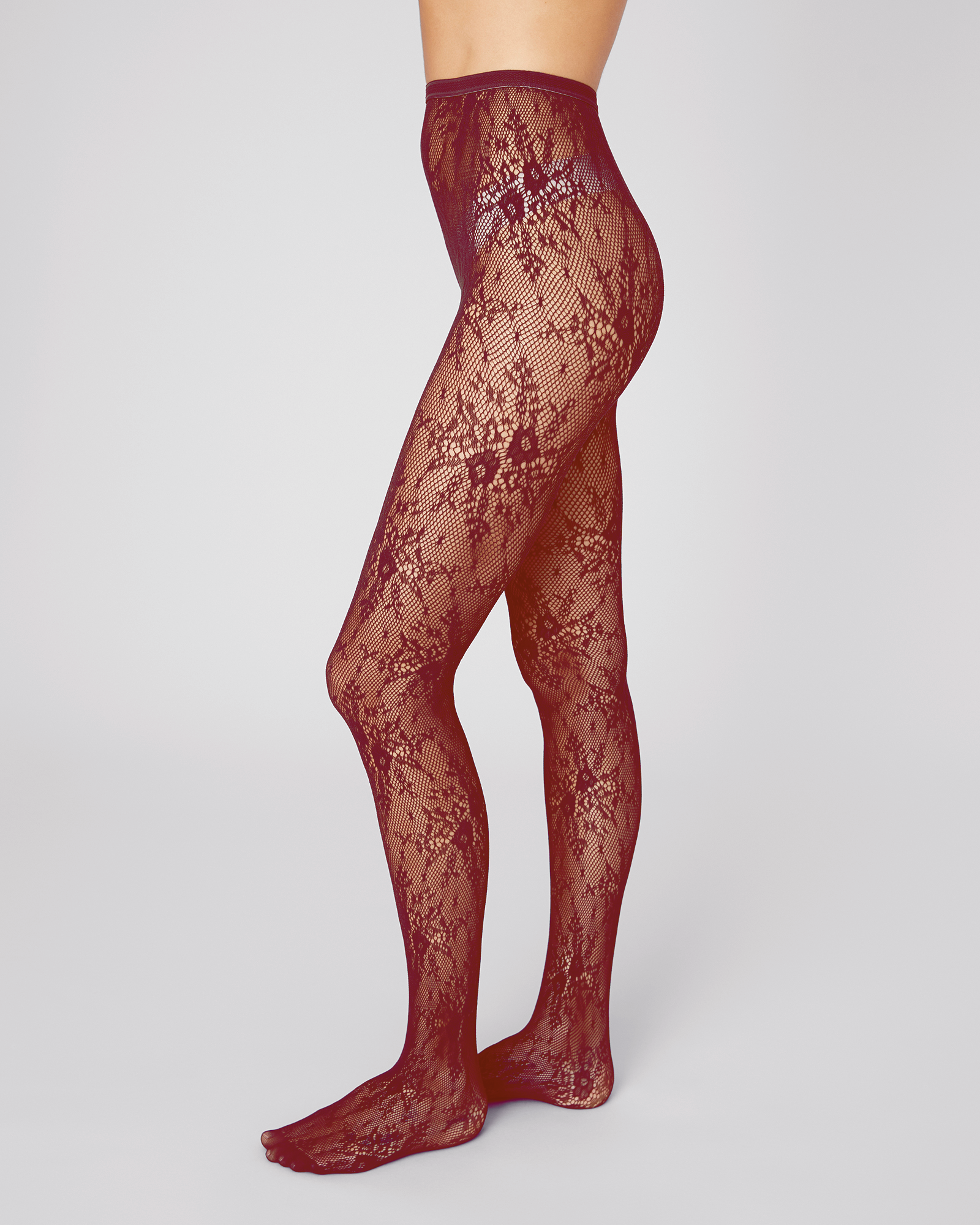 Rosa Lace Tights / deep red